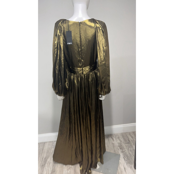 Ungaro Darya Metallic Gold Lame Balloon Sleeve Gown Size Medium - Picture 9 of 13